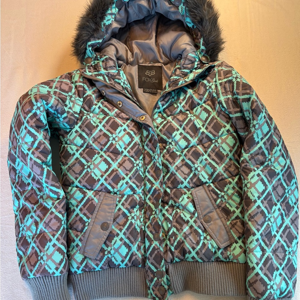 Fox‎ Racing Girls Coat Turquoise, Gray And Black Size Medium